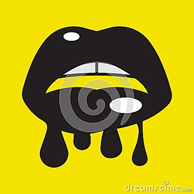 Print black lips Vector Illustration