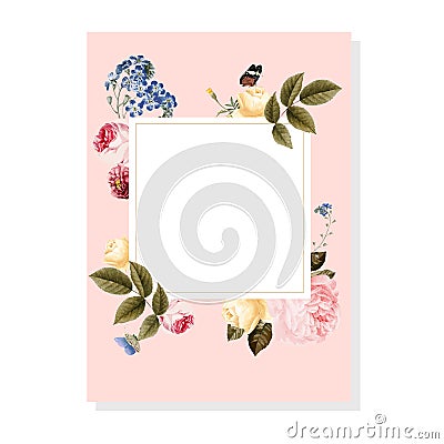 Blank floral frame card illustration Vector Illustration