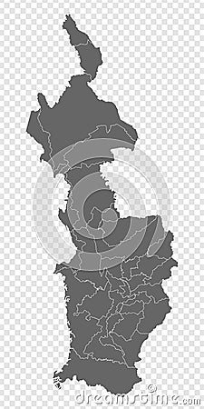 Blank map Choco Department of Colombia. High quality map Choco with municipalities on transparent background for your web site des Vector Illustration