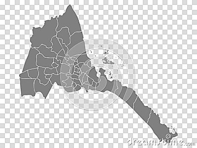 Blank map of Eritrea. Departments of Cameroon map. High detailed vector map State of Eritrea on transparent background for your Vector Illustration
