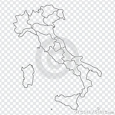 Blank map Italy. High quality map Italy with provinces on transparent background for your web site design, logo, app, UI. Vector Illustration