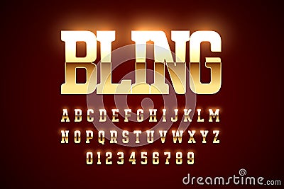 Bling style gold font design Vector Illustration