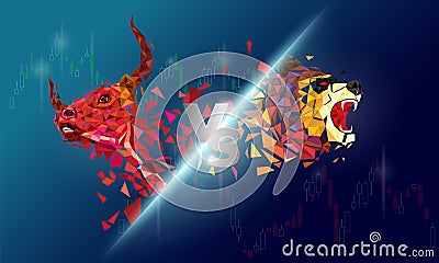 Bull and Bear abstract vector illustration. graphic design concept of stock market Bullish and Bearish trend Vector Illustration