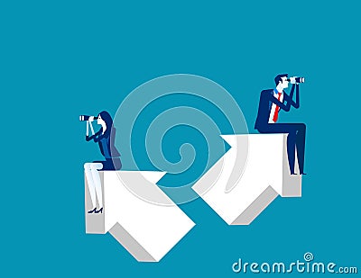 Business people find opportunity and Growth. Concept business vector, Up, Search, Successful Vector Illustration