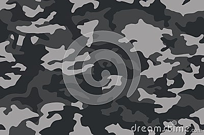 Camouflage pattern background seamless vector. Classic clothing style masking camo repeat print. Black and white Vector Illustration