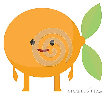 Print cartoon doodle summer color set citrus fruit flat orange happy monster Vector Illustration