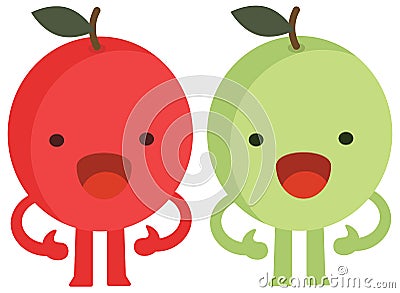 Print cartoon doodles summer color set citrus fruit flat apples monster happy Vector Illustration