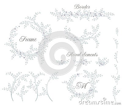 Floral frames, borders, monograms. Floral vector graphic Vector Illustration