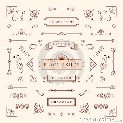 Collection of vintage ornament frame illustration Vector Illustration