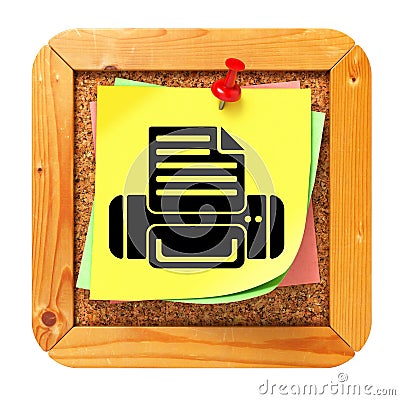 Print Concept - Yellow Sticker on Message Board. Stock Photo