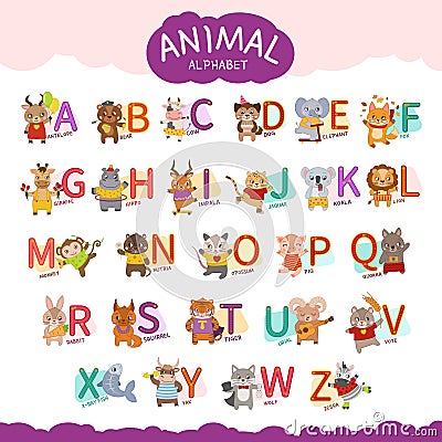 Vector animal alphabet Vector Illustration