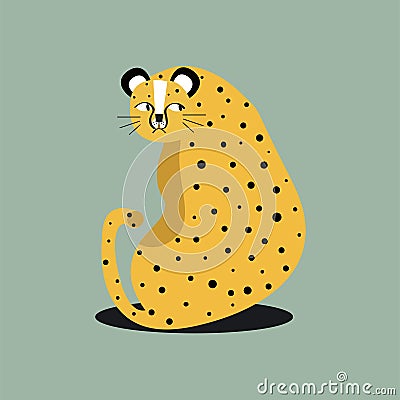 Cute wild cheetah cartoon illustration Vector Illustration
