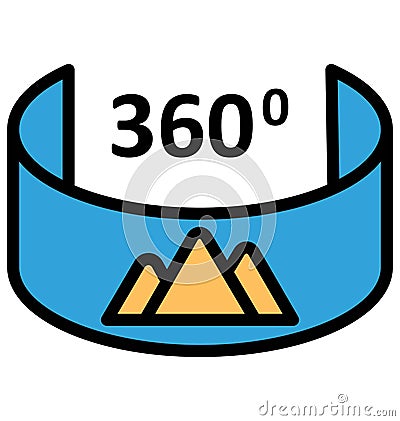 Print 360 degree image Isolated Vector icon which can easily modify or edit Vector Illustration