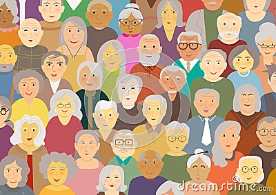 Elderly diversity people cartoon flat design vector illustration background Cartoon Illustration