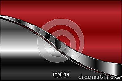 Elegant metallic background.Red and silver with carbon fiber dark space. Vector Illustration