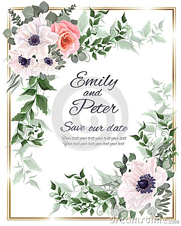 Floral card for wedding invitations. Stock Photo