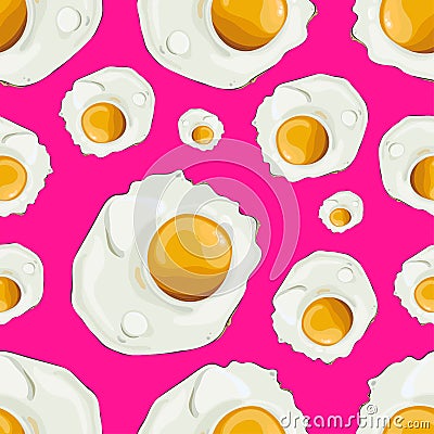 Print of fried eggs on a pink backdrop. Stock Photo