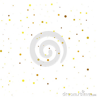 Gold Confetti Vector. Yellow Round Sparkle. Orange Bubble Random. Golden Falling Random. Tiny Glitter Background. Texture Bokeh. G Stock Photo