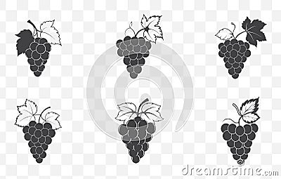 Print Grape Line Art Vector Set Featuring Detailed Illustrations of Grape Clusters Leaves and Vines for Creative Design Projects Stock Photo