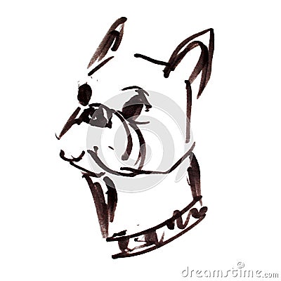 Print with graphic French bulldog portrait Stock Photo