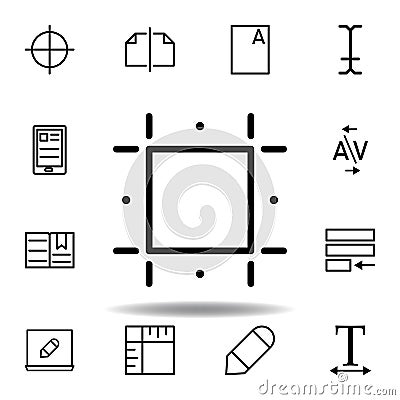 print guides, crop icon. Can be used for web, logo, mobile app, UI, UX Stock Photo