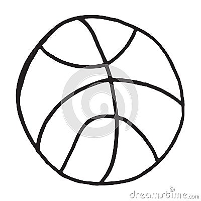 Hand drawn basketball doodle. Sketch childrens toy icon Vector Illustration