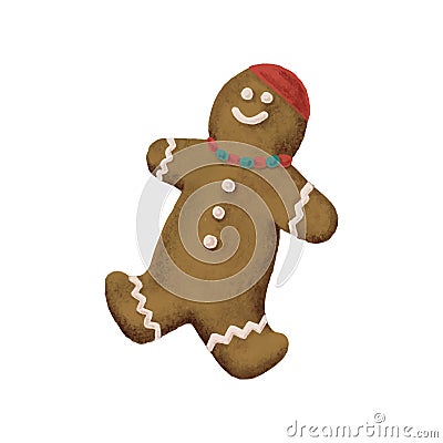 Hand drawn Christmas ginger bread cookie Vector Illustration