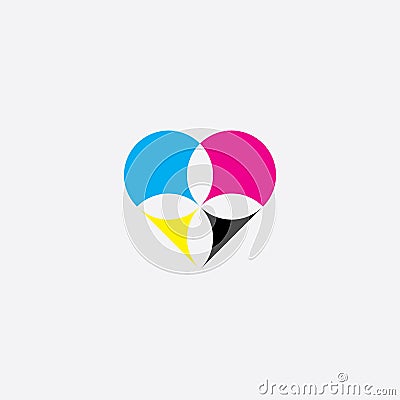 print heart cmyk vector logo icon symbol element Vector Illustration
