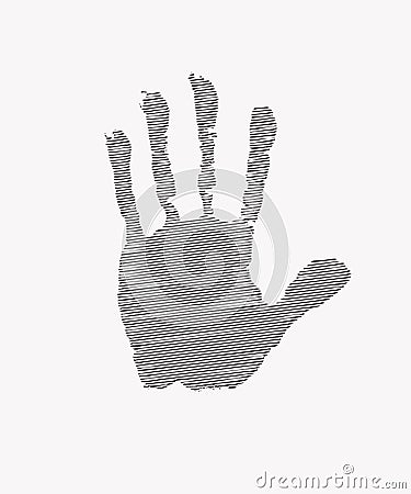 Print of human hand. Scanning the palm and fingers Vector Illustration