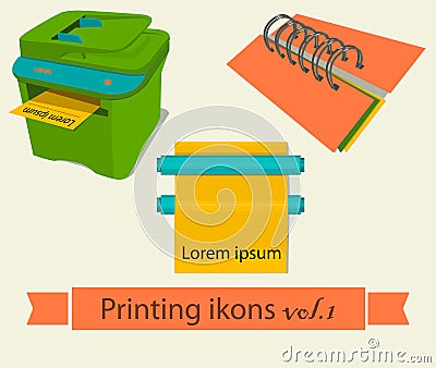 Print icons set 1 Vector Illustration