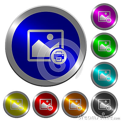 Print image luminous coin-like round color buttons Stock Photo