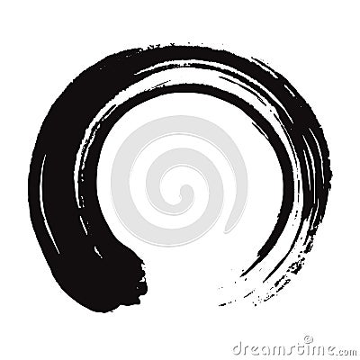 Japanese Enso Zen Black Ink Brush Vector Art Vector Illustration