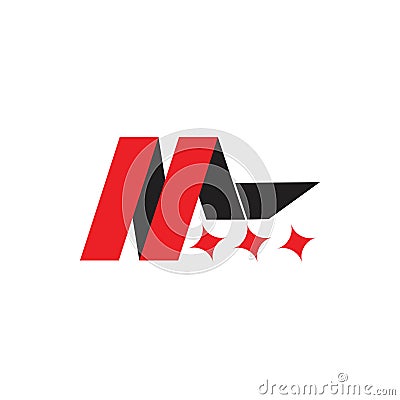 Letter m star ribbon 3d logo vector Vector Illustration