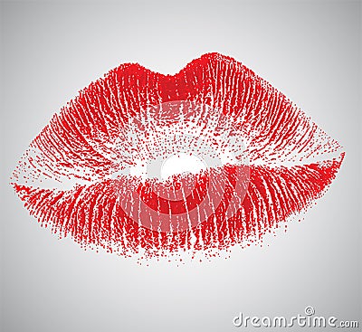 Print Lips, The Red Sign of Lips, Isolated Vector, Digital Illustration Vector Illustration