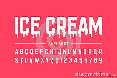 Melting ice cream font Vector Illustration