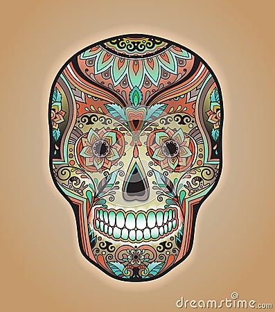 Print mexican traditional scull for T-shirt Stock Photo