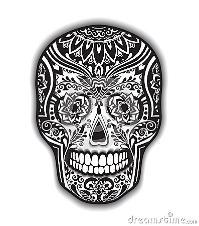 Print mexican traditional scull for T-shirt Stock Photo