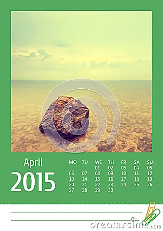 Print2015 photo calendar. April. Stock Photo