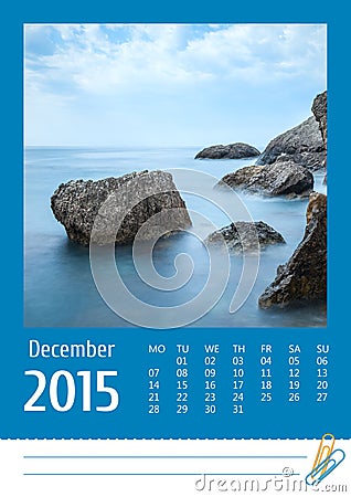 Print2015 photo calendar. December. Stock Photo