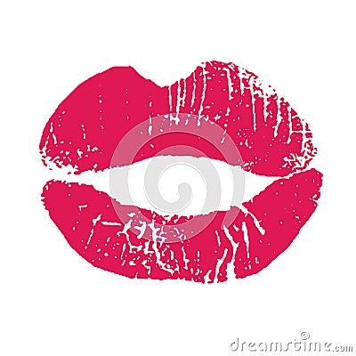 Print of pink lips. Illustration on white background. Vector Illustration