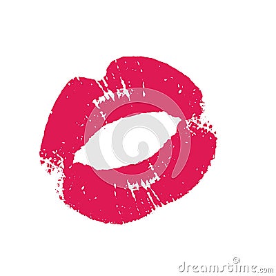 Print of pink lips. Illustration on white background. Vector Illustration