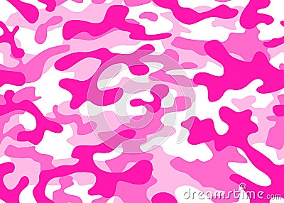 Print pink texture military camouflage repeats seamless army hunting background Vector Illustration