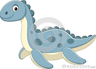 Cute blue dinosaur doll isolated on a white background Vector Illustration