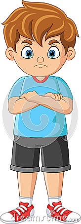 Cartoon angry little boy expression Vector Illustration