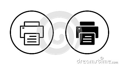 Print, printer icon vector on circle line Vector Illustration