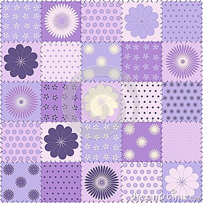 Print quilted bedspread in lilac-purple tones Vector Illustration