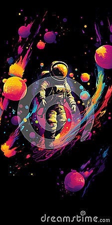 print ready a detailed vector illustration astronaut lost in galaxy, t-shirt design, Vector Illustration