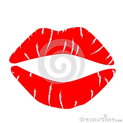 Print of red lips icon on white background. flat style. lipstick kiss icon for your web site design, logo, app, UI. lips symbol. Stock Photo