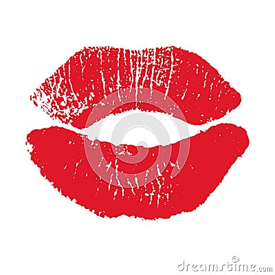 Print of red lips. Vector illustration on a white background. EPS Vector Illustration