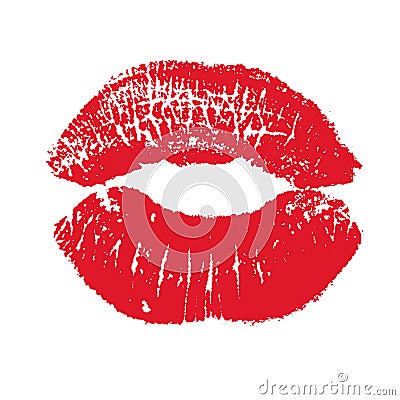 Print of red lips. Vector illustration on a white background. EPS Vector Illustration